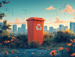 Poster - Minimalist and impactful waste management poster design promoting sustainable solutions recycling and environmental responsibility through a clean modern flat