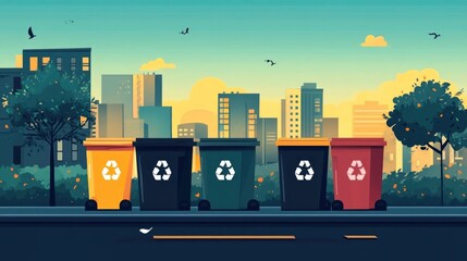 Poster - Informative Waste Reduction Guides Brochures and Pamphlets Featuring a Flat Design Style for Environmental Awareness and Sustainability Education