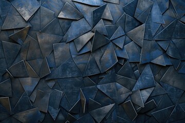 Poster - Blue background with various triangular shapes