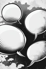 Poster - Group of speech bubbles on a distressed texture, ideal for illustrations or creative projects