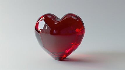Poster - A red glass heart-shaped object on a white surface, suitable for romantic or symbolic uses