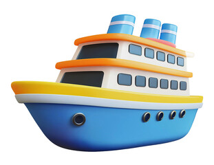 Playful 3D Cute Ferry Illustration