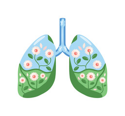 Sticker - clean air lungs with flowers and leaves