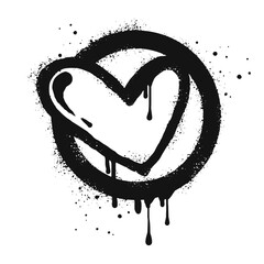 Wall Mural - Spray painted graffiti heart sign in black over white. Love heart drip symbol. isolated on white background. vector illustration