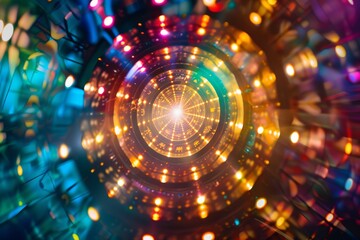 Poster - A breathtaking and captivating view of vibrant light patterns that create a truly mesmerizing spiral effect