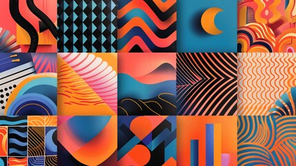 Poster - bold geometric shapes with colorful gradients collection