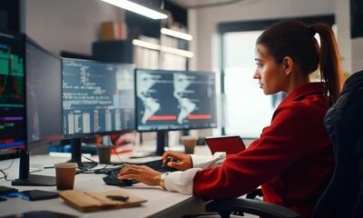 Programmer Woman Coding on Computer.