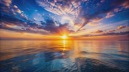 Wall Mural - a serene sunset over the calm sea , sunset, sea, tranquil, peaceful, dusk, horizon, ocean, water, re