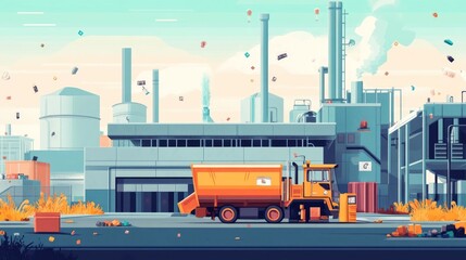 Poster - Detailed Depicting an Advanced Waste Management Program Highlighting Global Best Practices and Innovative Solutions in a Flat Design Style