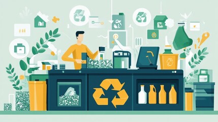 Poster - Sustainable 3D Printing with Recycled Materials for Eco Friendly Technology and Design   Flat of Recycling Process Renewable Resources and Circular Economy