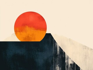 Poster - Vibrant minimalist abstract art featuring clean lines flat geometric shapes and a soothing color palette that conveys a sense of hope positivity and serene emotions