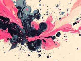 Poster - Captivating abstract art piece featuring a minimalist flat design with a striking emotional chaos and dynamic perspective  This digital showcases a vibrant color palette bold brush strokes