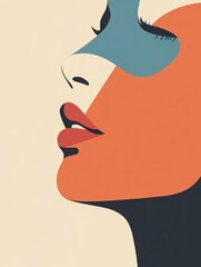 Poster - Captivating abstract art piece featuring a minimalist design with sparse elements raw emotions and a flat contemporary style  The clean elegant composition creates a contemplative emotive atmosphere