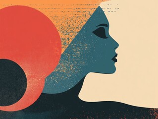 Poster - abstract featuring a minimalist design with flat geometric shapes and a melancholic atmospheric tone  The clean