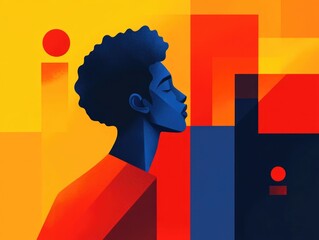 Poster - Elegant abstract art piece with a deep contemplative feel created through a minimalist flat design style