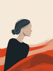 Poster - Minimalist abstract art piece that conveys a sense of expressive sadness and emotion through the use of restrained flat design elements and techniques  The artwork features a muted