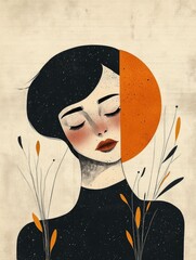 Poster - Minimalist abstract art piece that conveys a sense of emotional sadness and melancholy through the use of restrained design elements and a flat two dimensional style