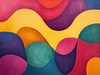 Poster - Vibrant Minimalist Abstract Art Conveying Joyful Emotion in Flat Design Colorful dynamic and visually striking digital artwork with clean lines shapes and patterns that evoke a sense of happiness and