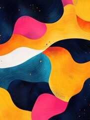 Poster - This visually stunning abstract art piece showcases a captivating minimalist design with a raw intense color palette and a flat illustrative style  The geometric shapes and patterns create a bold