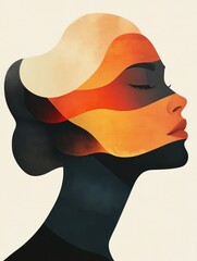Poster - Minimalist abstract art with emotional depth featuring a captivating flat design that evokes a sense of mood and atmosphere through the use of bold colors geometric shapes and a contemporary