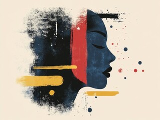 Poster - Minimalist abstract art piece composed of a few simple yet expressive strokes conveying a contemplative and evocative mood through the use of flat design and a harmonious color palette