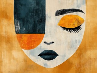 Poster - Minimalist abstract art piece that evokes emotion through the use of a few simple yet powerful strokes and a flat geometric design  This contemporary digital showcases a clean