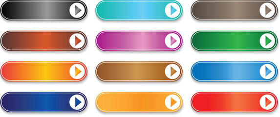 Poster - set of different gradient buttons with arrow. web menu buttons template vector illustration.