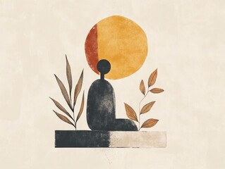 Poster - Captivating minimalist abstract art piece with a flat design a sense of stillness and tranquility through its simple elegant composition and monochromatic color palette