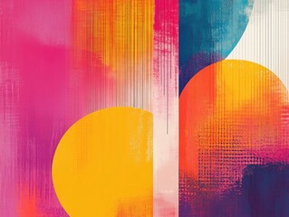 Poster - Vibrant and Intense Minimalist Abstract Art with Geometric Shapes Patterns and Flat Design Style