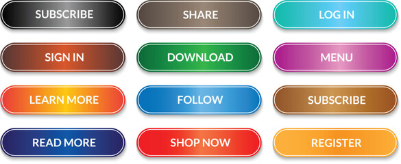 Poster - set of different gradient buttons for web. web menu buttons template vector illustration.