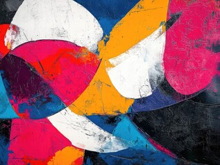 Poster - Vibrant abstract art composition with bold color splashes dynamic shapes and a modern creative visual style  This digital features an intriguing blend of geometric forms fluid movements