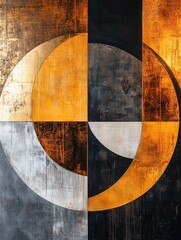 Poster - Striking abstract art featuring bold contrasting geometric shapes with sleek metallic accents showcasing modern sophistication and a dynamic chic aesthetic