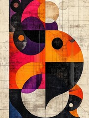 Poster - Captivating abstract art design featuring a harmonious blend of geometric and organic shapes showcasing a visually striking and innovative contemporary composition