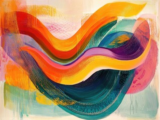 Canvas Print - Captivating abstract art composition featuring dynamic curves flowing lines and vibrant hues that evoke a sense of energy creativity and fluid visuals