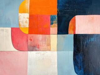 Poster - Overlapping Abstract Geometric Shapes in Vibrant Modern and Airy Design Composition  Colorful Digital with Minimalist Aesthetic