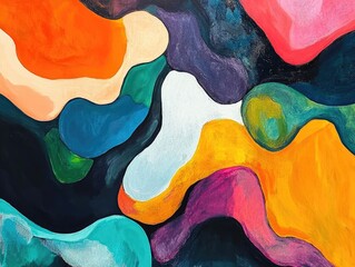 Poster - Captivating abstract artwork featuring fluid freeform shapes with bold contrasting colors that create a visually striking modern and expressive composition