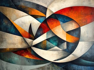 Poster - Captivating Geometric and Organic Fusion A Modern Abstract Art Masterpiece Blending Innovative Forms Vibrant Colors and Imaginative Compositions