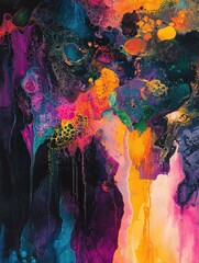 Poster - Mesmerizing and Visually Striking Abstract Artwork Featuring Fluid Vibrant Colors and Captivating Textural Expressions