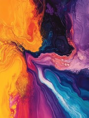 Poster - Captivating Fluid Abstract Art with Vibrant Energetic Colors and Modern Expression  This digital painting showcases a dynamic and mesmerizing abstract composition featuring a harmonious blend of rich