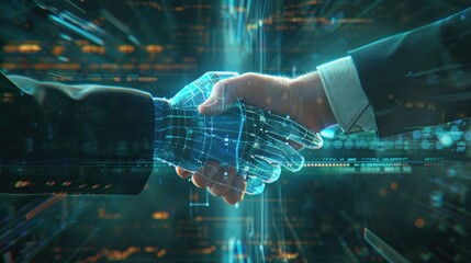 Wall Mural - Human and AI Handshake: A Future of Collaboration