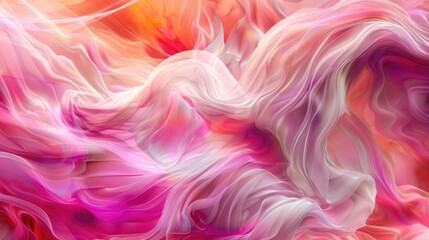 Poster - Vibrant swirls of pink, white, and orange blend seamlessly, creating a captivating display of fluidity and movement, evoking a sense of dreamy serenity