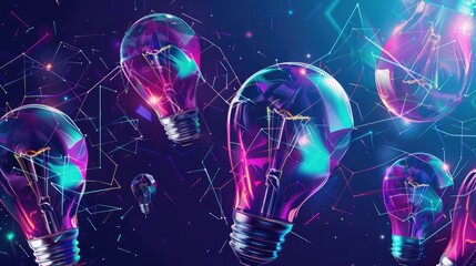 Poster - Brightly colored light bulbs create a mesmerizing flickering effect against a dark background, evoking a sense of chaotic beauty