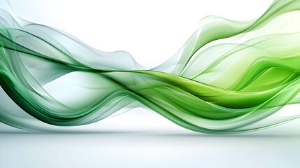 Sticker - Abstract green wave design with smooth flowing lines on a light background.