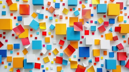 Poster - Abstract background with colorful geometric shapes and squares on white background. copy space for text.