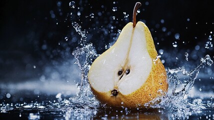 Wall Mural - Pear Splashing into Water