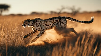 Canvas Print - Cheetah Running in the Grass