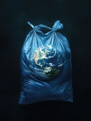 Wall Mural - Blue Plastic Bag with Planet