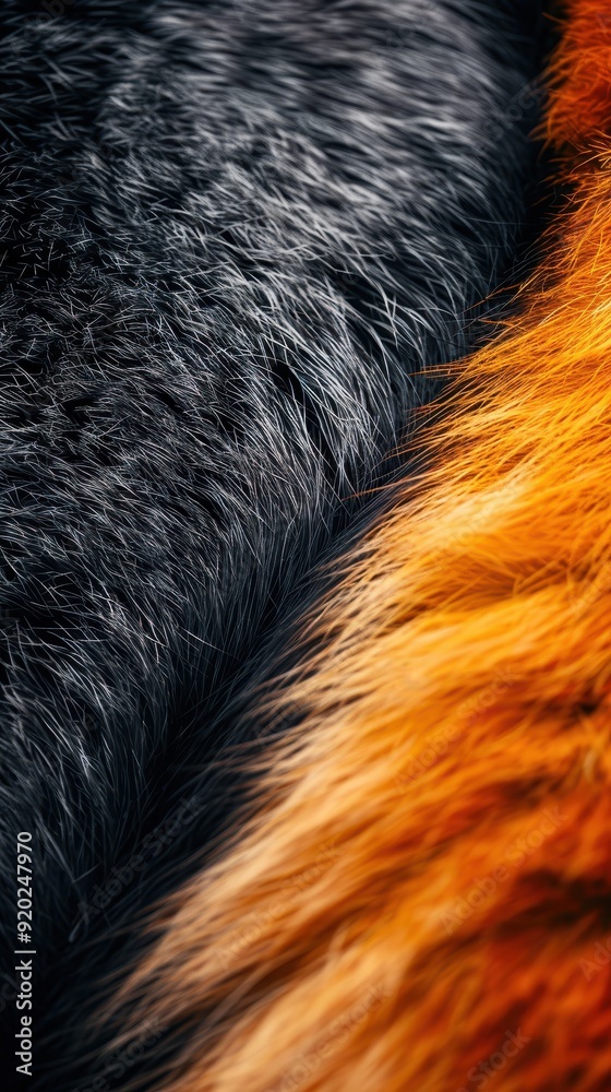 Textures of black and orange fur blend together, showcasing their rich ...