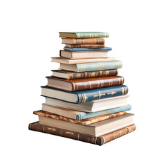 illustration of a stack of books, Isolated on transparent PNG background, Generative ai