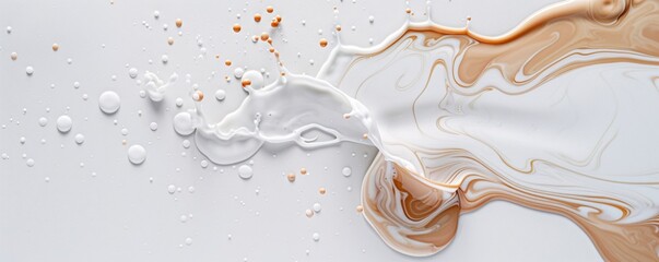 Poster - swirling milk and coffee forming natural patterns, organic shapes, calming and artistic. ,